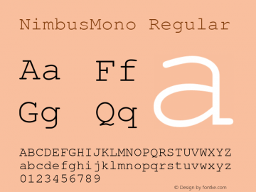 NimbusMono Regular Version 1.05 Font Sample