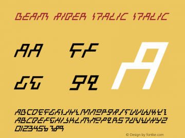 Beam Rider Italic Italic 1 Font Sample