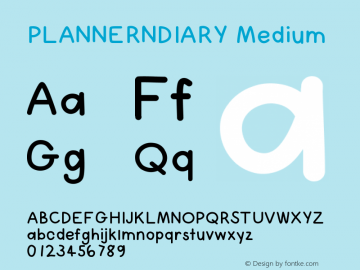 PLANNERNDIARY Version 001.000 Font Sample