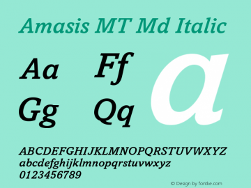 Amasis MT Md Italic Version 1.00图片样张