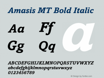 Amasis MT Bold Italic Unknown Font Sample
