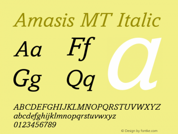 Amasis MT Italic 001.001 : May 1992 : 261 set hinted by hand图片样张