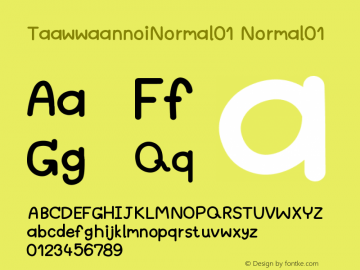 TaawwaannoiNormal01 Version 001.000 Font Sample