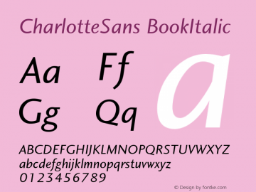 CharlotteSans BookItalic Macromedia Fontographer 4.1 5/22/01图片样张