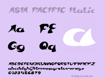 ASIA PACIFIC Italic Version 1.00;January 9, 2020;FontCreator 11.5.0.2430 64-bit图片样张