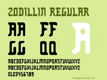 Zodillin-Regular Version 4.001 Font Sample