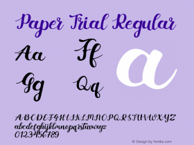 Paper Trial Version 1.00;July 29, 2020;FontCreator 12.0.0.2567 64-bit Font Sample