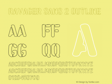Ravager-Sans 2 Outline Version 1.000 Font Sample