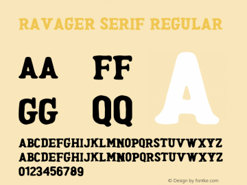 Ravager-Serif Regular Version 1.000 Font Sample