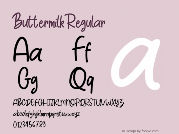 Buttermilk-Regular Version 1.000 Font Sample