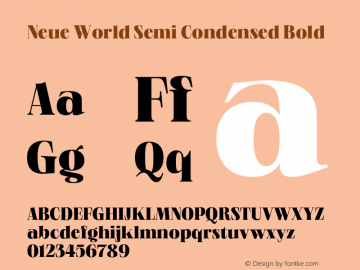 NeueWorld-SemiCondensedBold Version 1.000;hotconv 1.0.109;makeotfexe 2.5.65596 Font Sample