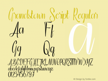 Grandstown Script Version 1.00;May 21, 2020;FontCreator 11.5.0.2427 32-bit图片样张