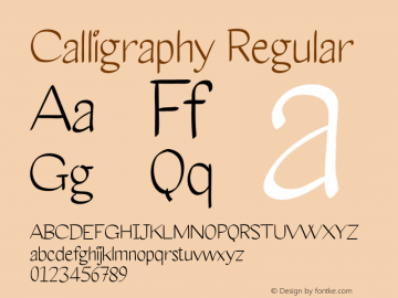CalligraphyRegular Version 1.001;Fontself Maker 3.5.1图片样张