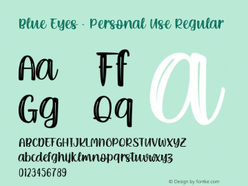 BlueEyesPersonalUse Version 1.000 Font Sample