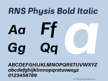 RNS Physis Bold Italic Version 1.000; ttfautohint (v1.8)图片样张