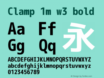 Clamp 1m w3 Bold Version 1.063a Font Sample