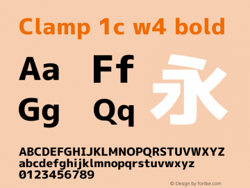 Clamp 1c w4 Bold Version 1.063a Font Sample