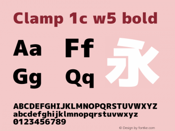 Clamp 1c w5 Bold Version 1.063a Font Sample