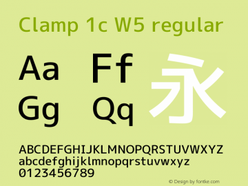 Clamp 1c W5 Version 1.063a Font Sample
