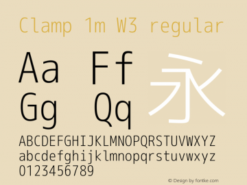 Clamp 1m W3 Version 1.063a Font Sample