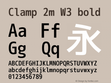 Clamp 2m W3 Bold Version 1.063a Font Sample