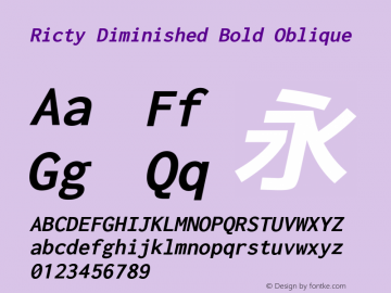 Ricty Diminished Bold Oblique Version 4.1.1.20200415 Font Sample
