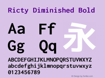 Ricty Diminished Bold Version 4.1.1.20200415 Font Sample