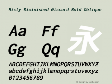 Ricty Diminished Discord Bold Oblique Version 4.1.1.20200415 Font Sample