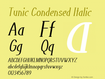 Tunic-CondensedItalic Version 1.000 Font Sample