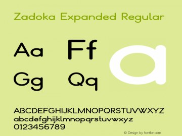 Zadoka-ExpandedRegular Version 1.000 Font Sample