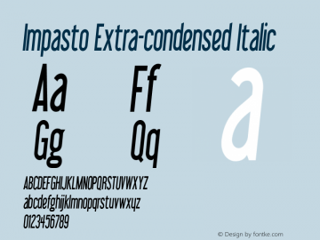 Impasto-ExtracondensedItalic Version 1.000 Font Sample