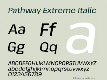 PathwayExtreme-Italic Version 1.000 Font Sample