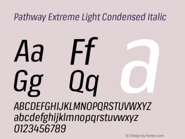 PathwayExtreme-LightCondIta Version 1.000 Font Sample