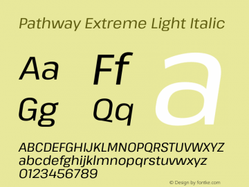 PathwayExtreme-LightItalic Version 1.000 Font Sample