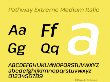PathwayExtreme-MediumItalic Version 1.000 Font Sample