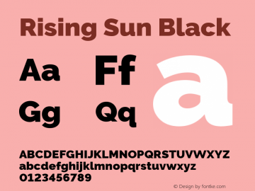Rising Sun Black Version 1.00;April 25, 2020;FontCreator 12.0.0.2522 64-bit; ttfautohint (v1.8.3)图片样张