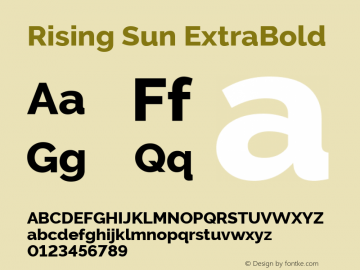Rising Sun ExtraBold Version 1.00;April 25, 2020;FontCreator 12.0.0.2522 64-bit; ttfautohint (v1.8.3) Font Sample
