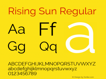 Rising Sun Version 1.00;April 25, 2020;FontCreator 12.0.0.2522 64-bit; ttfautohint (v1.8.3) Font Sample