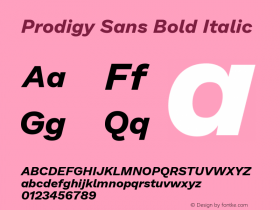 Prodigy Sans Bold Italic Version 1.001; ttfautohint (v1.8.3)图片样张