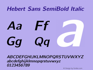 Hebert Sans SemiBold Italic Version 2.00;May 29, 2020;FontCreator 12.0.0.2522 64-bit Font Sample