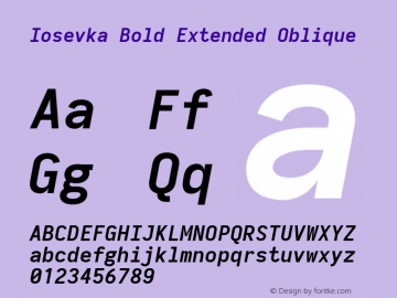 Iosevka Bold Extended Oblique 3.0.0-alpha.1; ttfautohint (v1.8.3) Font Sample