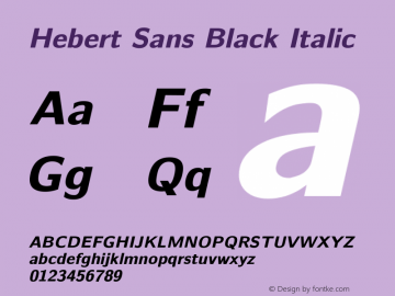 Hebert Sans Black Italic Version 2.00;May 29, 2020;FontCreator 12.0.0.2522 64-bit Font Sample