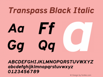 Transpass Black Italic Version 0.078;May 31, 2020;FontCreator 12.0.0.2522 64-bit Font Sample