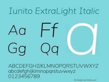 Iunito ExtraLight Italic Version 2.502;June 1, 2020;FontCreator 12.0.0.2522 64-bit图片样张