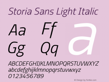Storia Sans Light Italic Version 60.001;June 6, 2020;FontCreator 12.0.0.2522 64-bit Font Sample