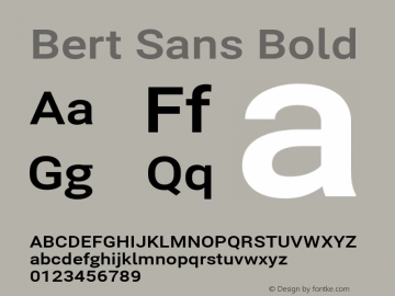Bert Sans Bold Version 12.135;July 10, 2020;FontCreator 13.0.0.2655 64-bit Font Sample