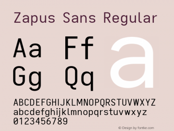 Zapus Sans Version 1.00;August 6, 2020;FontCreator 13.0.0.2655 64-bit; ttfautohint (v1.8.3) Font Sample
