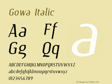 Gowa Italic Version 1.0 Font Sample