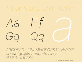 LinikSans-ThinItalic Version 3.020; ttfautohint (v1.6)图片样张
