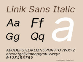 LinikSans-Italic Version 3.020; ttfautohint (v1.6)图片样张